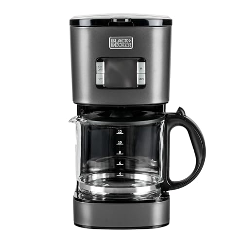 BLACK+DECKER Premium 12 Cup Stainless Steel Coffee Maker – Programmable Timer, 12 Cup Markings, LCD Display with Digital Controls, 1.5L Glass Carafe, Drip-Stop, Dishwasher Safe | SSCM125-B5