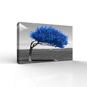 Wall26-Canvas Wall Art-Blue and Black Abstract Colorful Tree-Giclee Painting Wall Bedroom Living House Decoration Home Art - 12x18 inches