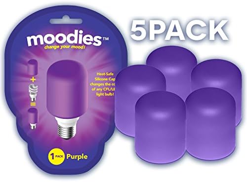 Moodies 5 Pack of Purple Heat-Safe Silicone Light Bulb Covers for Decorating