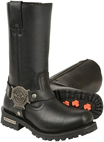 Ladies Leather 11 inch Harness Boots with Square Toe and Zipper