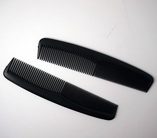 Amelia Beauty, 8in Black Plastic Master Wave Styling Comb, Made in USA, Professional Grade Hair Comb, For Everyday Styling, Thick Hair, Wet or Dry, l, 7"x1.25", 2 Pack