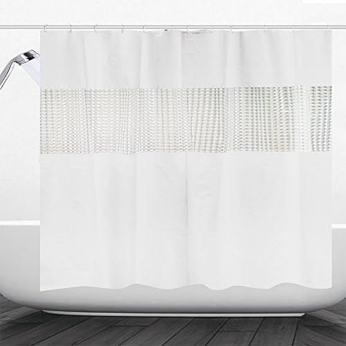 Shower Curtain, by BINMA, Water-Repellent &amp; Anti-bacterial Bath Curtains Liner With Hooks, 70x78 Inch Extra Long Wide Curtains for Bathroom (White)