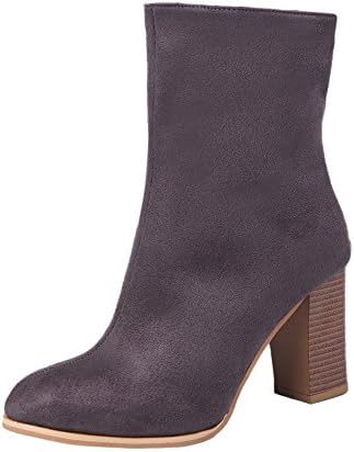 Dreamyth Women Buckle Ladies Faux Warm Boots Ankle Boots High Heels Martin Shoes