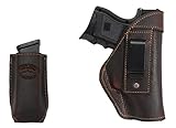 New Barsony Brown Leather IWB Holster + Magazine Pouch for Compact, Sub-Compact 9mm 40 45