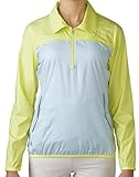 adidas Golf Women's 1/4 Zip Wind Tech Jacket, Sunny Lime/Soft Blue, X-Large