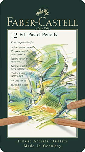 Faber-Castel FC112112 Pitt Pastel Pencils in A Metal Tin (12 Pack), Assorted