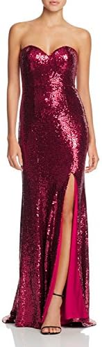 Jicjichos Women's Long Sequins Strapless Mermaid Split Bridesmaid Dresses Prom Gowns Red Size 8