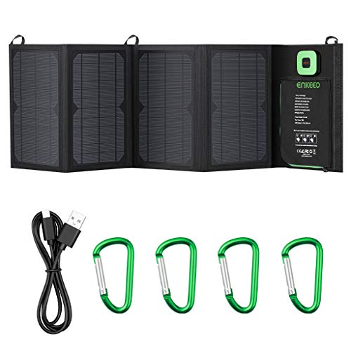 ENKEEO Solar Charger Panel 28W, Foldable Solar Panels with Advanced TIR-C, Multiple USB 2.0 Output Ports, with USB Cable and Carabiner Hooks for Smartphones, Tablets, Power Banks and More - Thumbnail 6