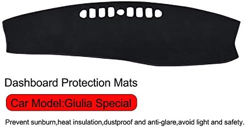 QHCP Dashboard Protection Mats Dashboard Cover Sun Shade Dash Board Cover Carpet for Alfa Romeo Giulia/Stelvio (Black-Small)
