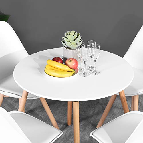 WarmCentre Round Table Dining Kitchen Table Wooden Coffee Table White Dining Room Kitchen Home Furniture
