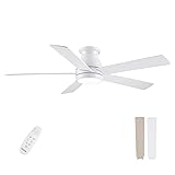 POCHFAN 52 Inch White Ceiling Fans with Lights and