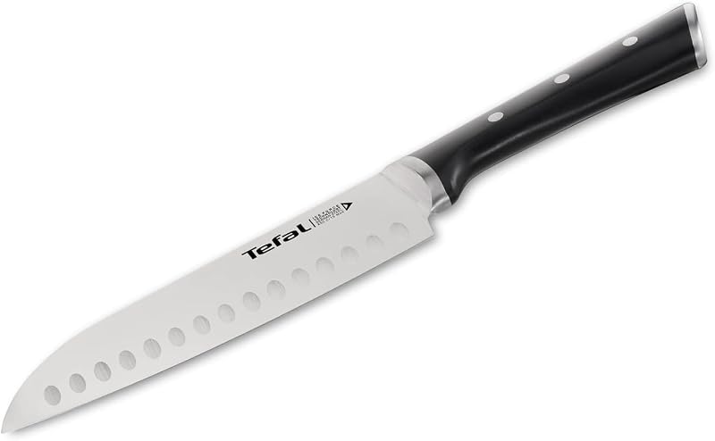 Tefal Ice Force – Faca Santoku 18 cm | Aço inoxidável alemão, tecnologia de força de gelo -120°C, corte preciso, cabo rebitado, resistente à corrosão e à máquina de lavar louça