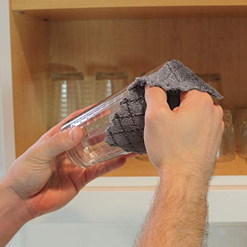 Envision Home Microfiber Quilted Dish Cloths, 5 Pack, Aqua, Grey, Navy