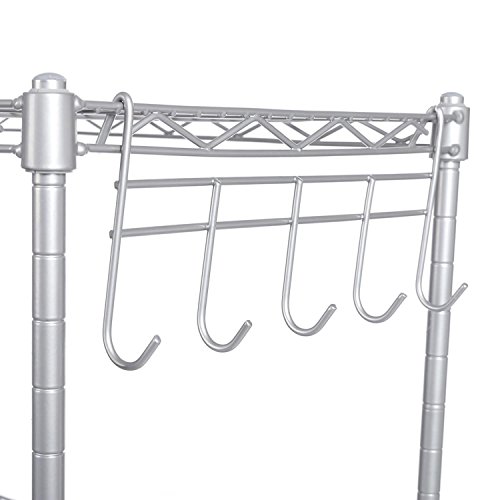 Shelving Unit Storage Standing Shelf Units Adjustable 4 Shelves Chrome Iron Wire Cabinets for Kitchen Bathroom Garage Closet Laundry Room (SIL) - Thumbnail 2