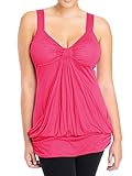 eVogues Plus size Low Cut Draping Top Pink