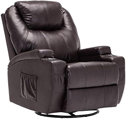 Amazon Com Mecor Massage Recliner Chair Pu Leather Recliner Chair With Heat Rocker Recliner With 360 Degree Swivel Cup Holders Remote Control For Living Room Brown Kitchen Dining