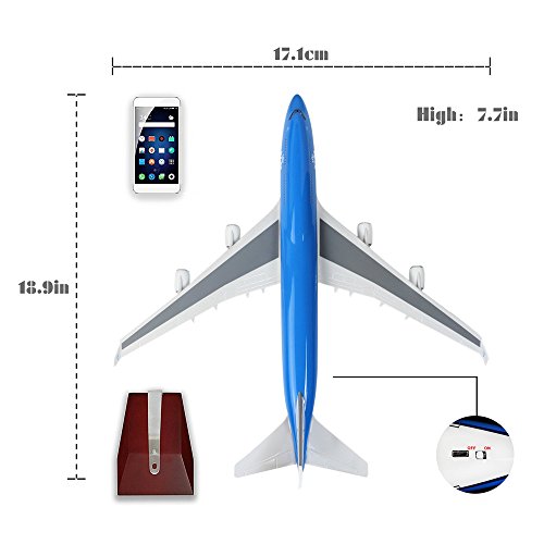 24-Hours 18” 1:130 1 Scale Airplane Model Holland 747 with LED Light(Touch or Sound Control) for Home Decoration or Gift