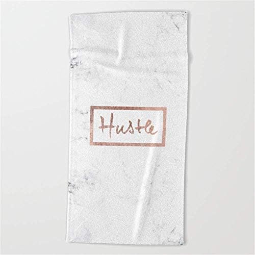 ruishandianqi Modern Hustle Typography Rose Gold White Marble Beach Towel 31x51 Inches