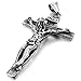 INBLUE Men's Stainless Steel Pendant Necklace Silver Tone Black Jesus Christ Crucifix Cross -with 23 Inch Chain