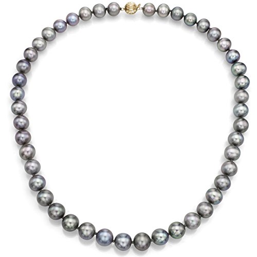 14k Yellow Gold 8.5-9.5mm Dyed-grey Freshwater Cultured High Luster Pearl Ball-clasp Necklace, 18