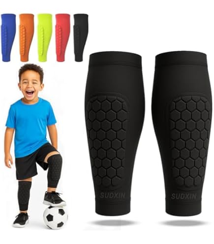 Aazon.co : Soccer Shin Guards, Shin Defender With Honeycob Copression Sleeves, Sports
