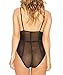 FIYOTE Women See Through Slim Fit Mesh Bodysuit Romper Tops For Clubwear Small Size Black