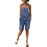 utcoco Women's Casual Distressed Adjustable Strap Cuffed Hem Denim Bib Overalls Shorts Romper