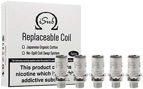 Innokin iSub Replaceable Coils 0.2OHM 0.5OHM 2.0OHM Pack of 5 E Cig Vape Coil Pack of 5 (2.0 OHM)