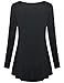 Faddare Long Sleeve Split Tunic, Womens Crew Neck Solid Color Buttons Side Casual Shirts,Black XL