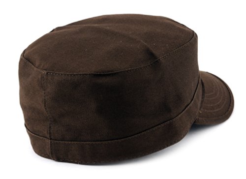 NYfashion101 Fashionable Solid Color Unisex Fitted Army Military Cadet Cap, Brown, Small