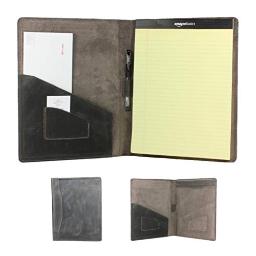 PEGAI Rustic Leather Portfolio/Legal Padfolio, Handcrafted Distressed Leather Pad Folio - Marshall | Rock Gray - Thumbnail 7