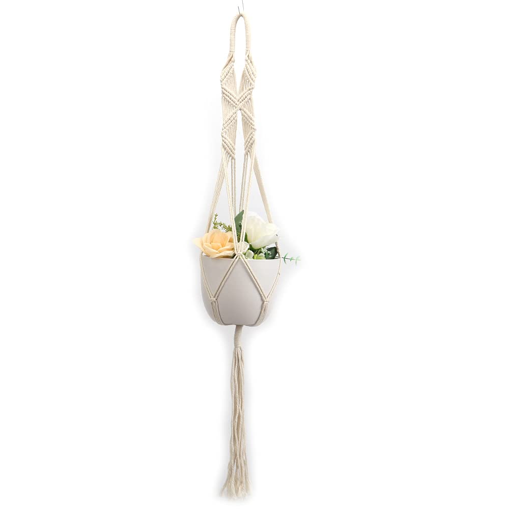 Tiardey DIY woven cotton rope flower pot Hanger, Handmade Plant Holder for Gift Round & Square Pots Indoor and outdoor hanging basket-Butterfly style