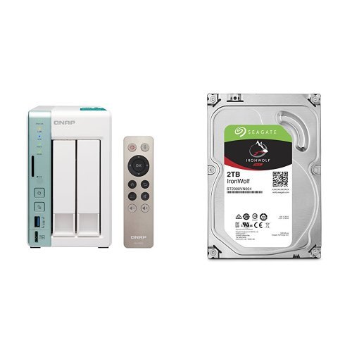 Qnap TS-251A 2-bay personal cloud NAS/DAS with USB direct access (TS-251A-4G-US) + Two Seagate 2TB IronWolf NAS SATA 6Gb/s NCQ 64MB Cache 3.5-Inch Internal Hard Drives (ST2000VN004)