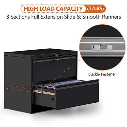 ModernLuxe HeavyDuty Lateral File (Black, 2Drawers35.4W17