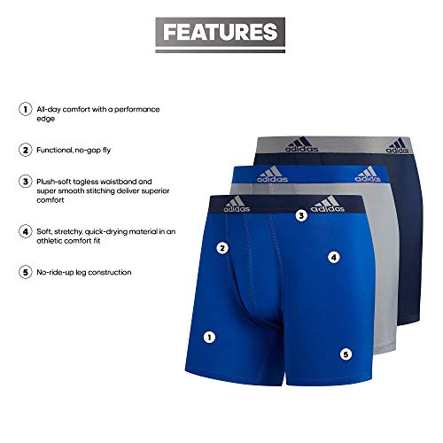 Adidas 3 Pack Long Boxer Brief Performance Stretch Cotton Black Gray Large for sale online eBay