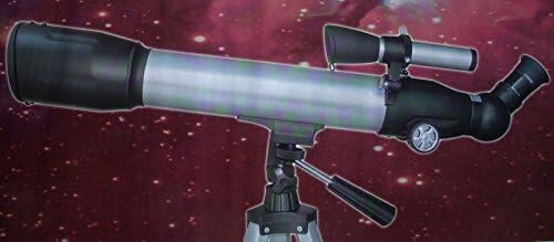 Power Refractor Telescope with 50mm objective lens x 600mm Focal Length Gray and Black