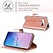Samsung Galaxy S10 Wallet Case, [Wrist Strap] Luxury PU Leather Wallet Flip Full Body Protective Case Cover with [Card Slots] and Kickstand for Samsung Galaxy S10-Rose Gold