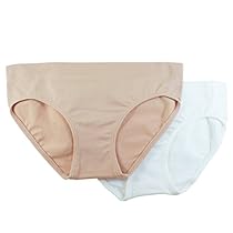 Fruit of the Loom Big Girls' Seamless  Bikini Brief, Sand/White, Medium(Pack of 2)
