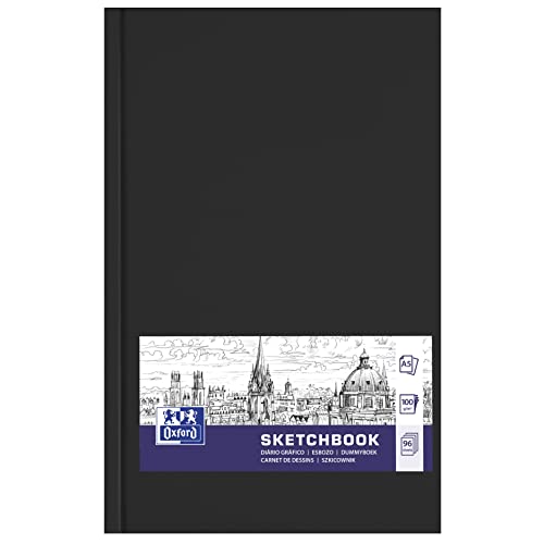 Oxford Carnet de croquis A5 Couverture rigide 96 feuilles 192 pages Livres factices Papier 100 g Noir
