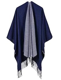 Timemory   Chaqueta para mujer de invierno de punto sólido cachemira Poncho Caps Shawl Sweater
