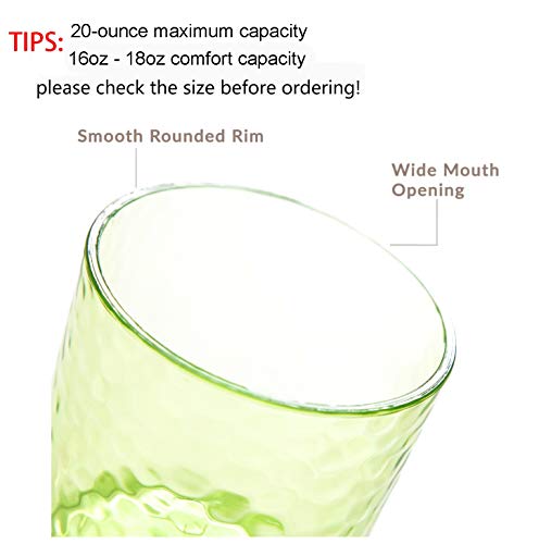 20-ounce Acrylic Glasses Plastic Tumbler, set of 6 Multicolor - Hammered Style, Dishwasher Safe, BPA Free - Thumbnail 2
