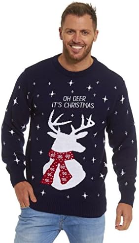 Lekeez Men's Novelty Sweaters Christmas Xmas Unisex Jumper Ugly Sweater Oh Deer