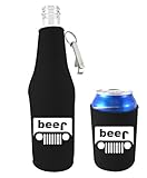 Coolie Junction Beer Truck (jeep) Bottle Coolie with Opener and Can Coolie Set - Black