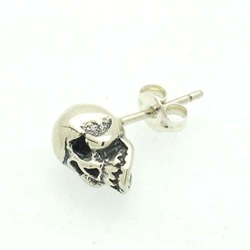 Skull Stud Earring Mens Earring Sterling Silver Skull