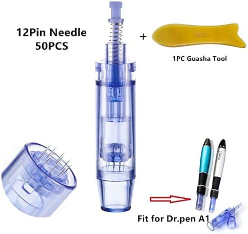 Ultima A1 Pen Replacement Parts - 50 Pcs 12 Bayonet Slot Cartridges with 1 Pc Guasha Beauty Tool