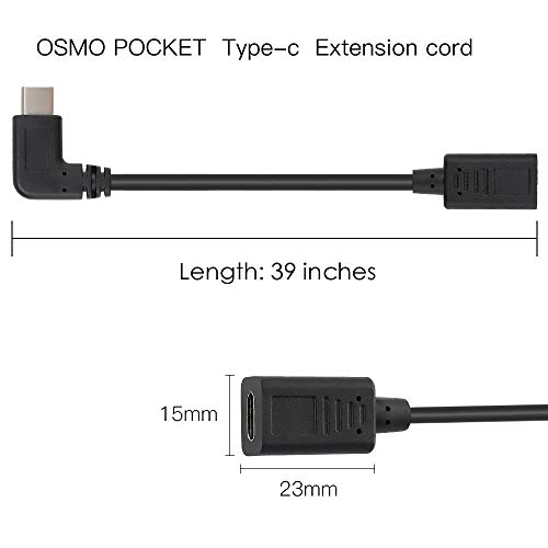 RCstyle Universal Type-C USB Extension Cord Female Connector Adapter Cable Compatible with DJI OSMO Pocket Accessories, 39 Inch
