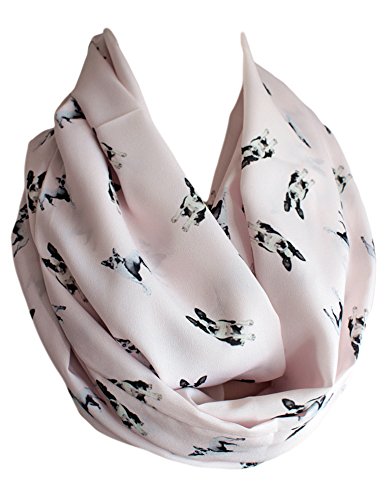 Etwoa's Boston Terrier Blush, Print Infinity Scarf Circle Loop Scarf