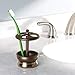 mDesign Metal Bathroom Vanity Countertop Accessory Set - Includes Refillable Soap Dispenser, Divided Toothbrush Stand, Tumbler Rinsing Cup - 3 Pieces - Pearl Bronze/Champagne