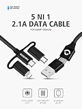 SOSLPAI 5-in-1 Universal USB Charging Cable | Fast Sync & Charge Cables | Compatible with iPhone & Android | Lightning, USB, Micro USB, Type C (3ft)