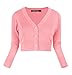 Urban CoCo Women's Cropped Cardigan V-Neck Button Down Knitted Sweater 3/4 Sleeve (XL, Pink)